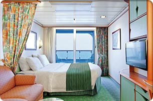 Camarote espacioso con balcón y vista al mar